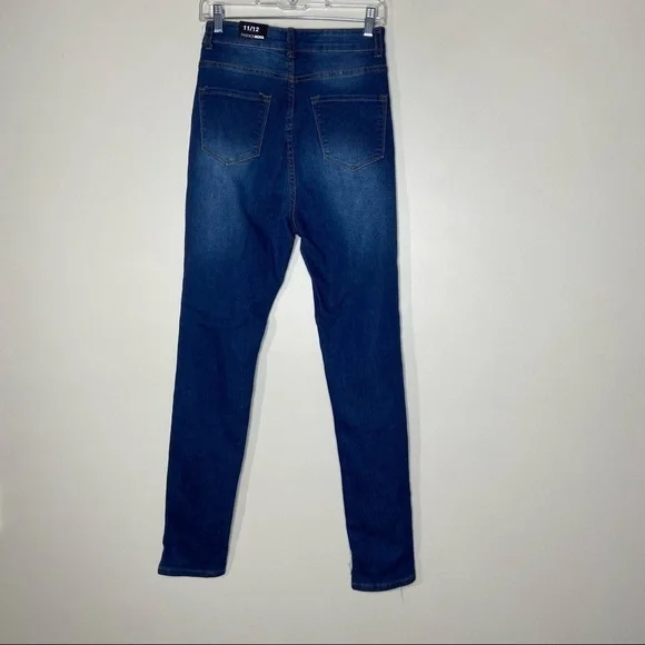NWT Fashionnova High Waisted Slightly Distressed Blue Jeans 11 - Picture 2 of 6